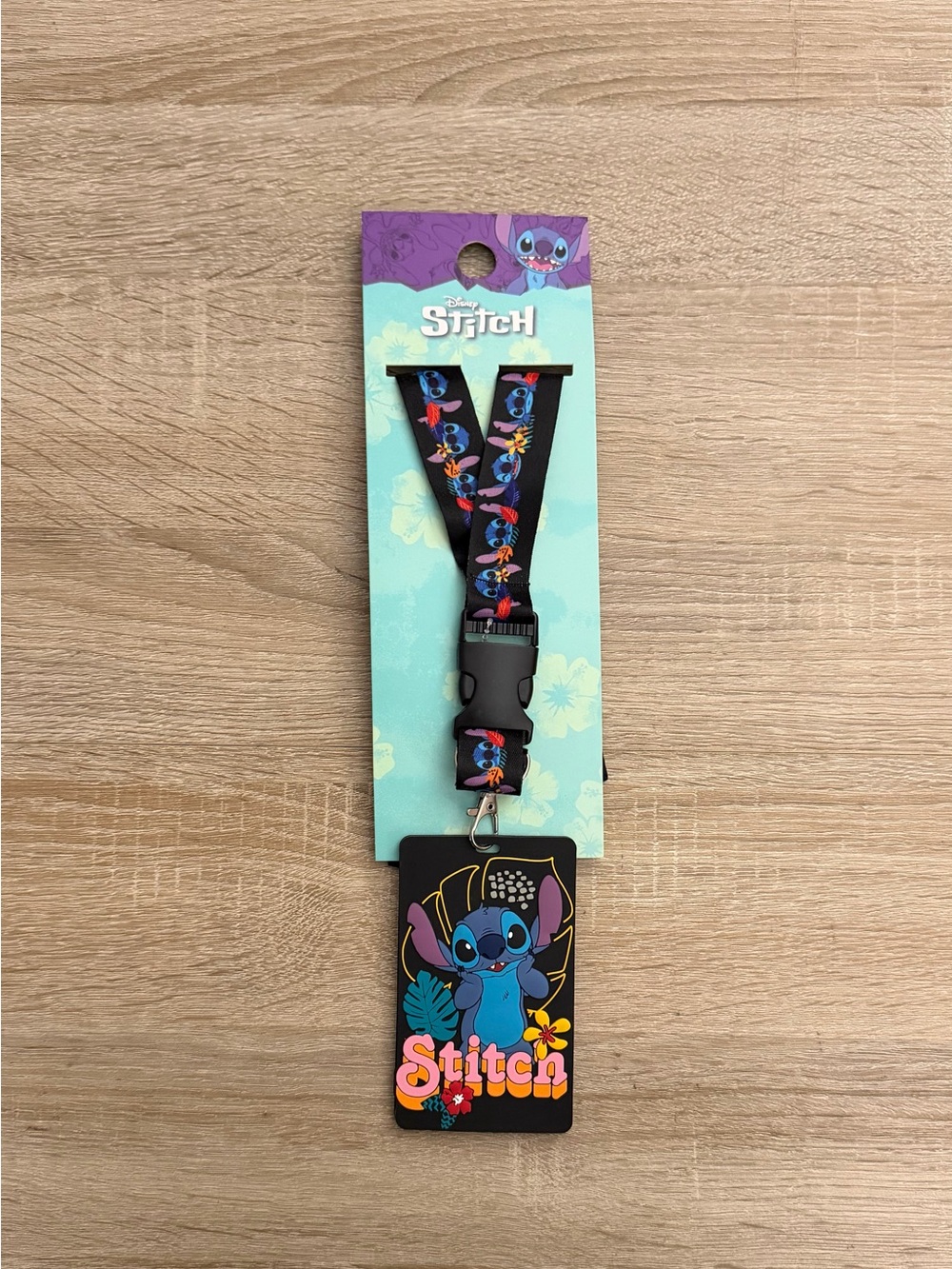 Disney Stitch Tropical Floral Lanyard & Badge Holder NWT